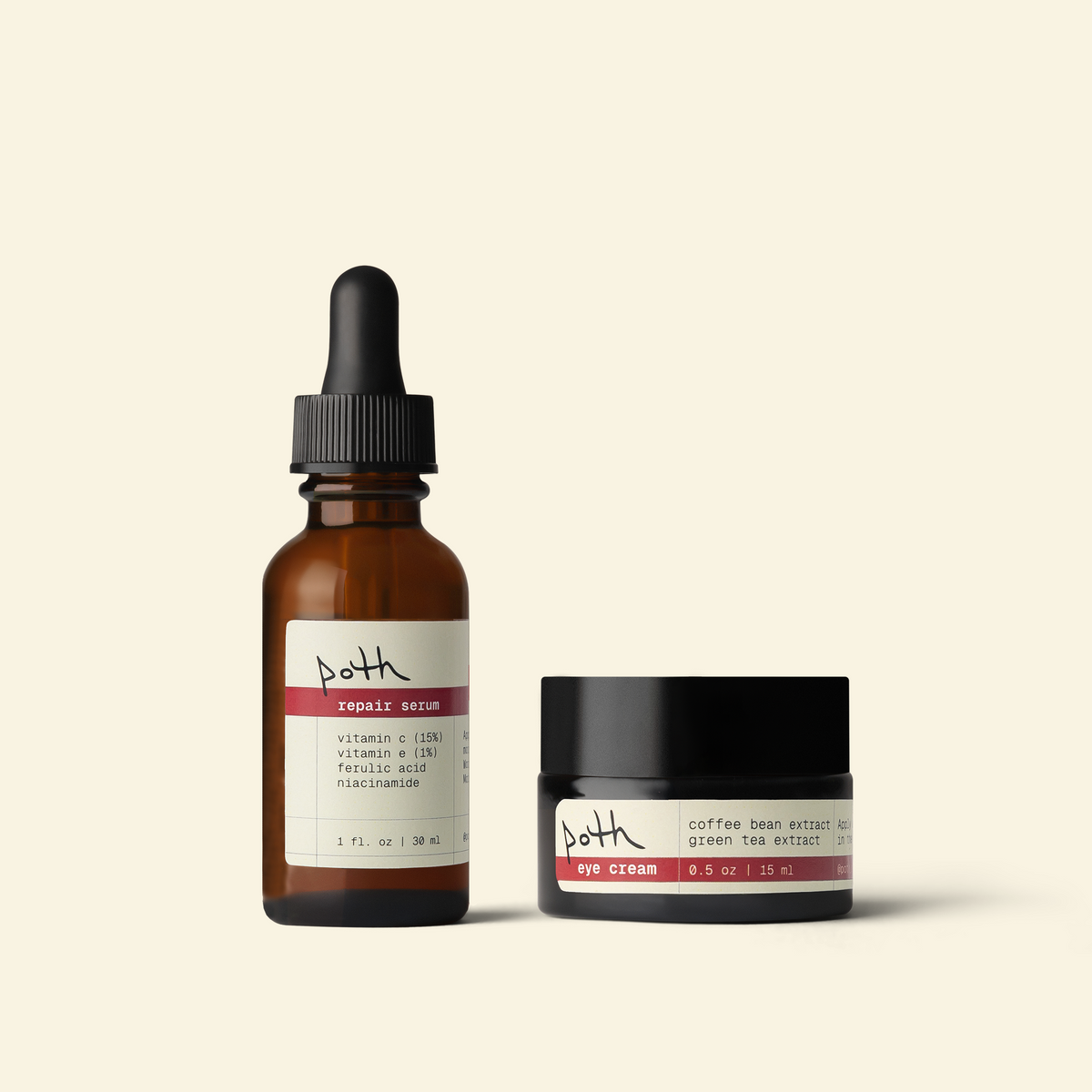 poth antioxidant set: vitamin c repair serum and depuffing eye cream