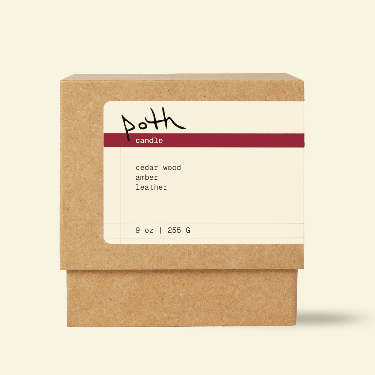 candle: cedarwood, amber, & leather